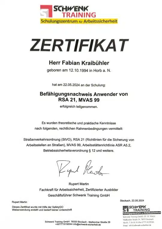Zertifikat 1994